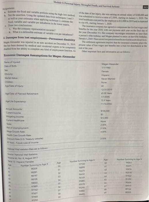 You have been hired by Morgan Alexander to