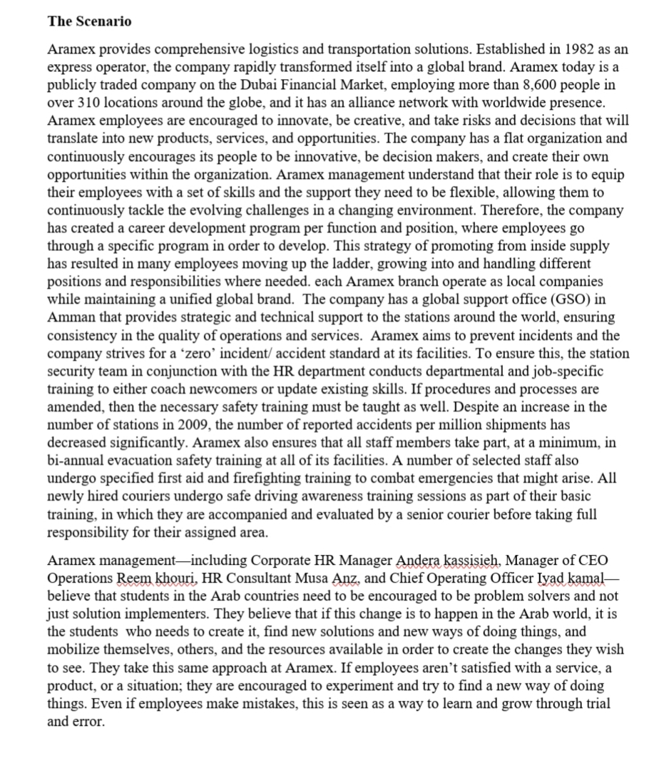 "HR courses" Imagine you are a manager at Aramex