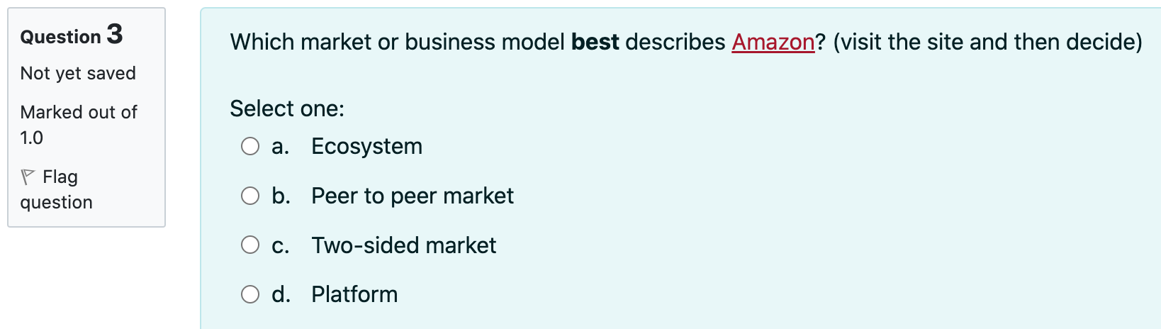 Which market or business model best describes