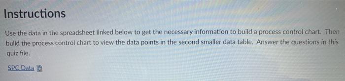 Instructions Use the data in the spreadsheet