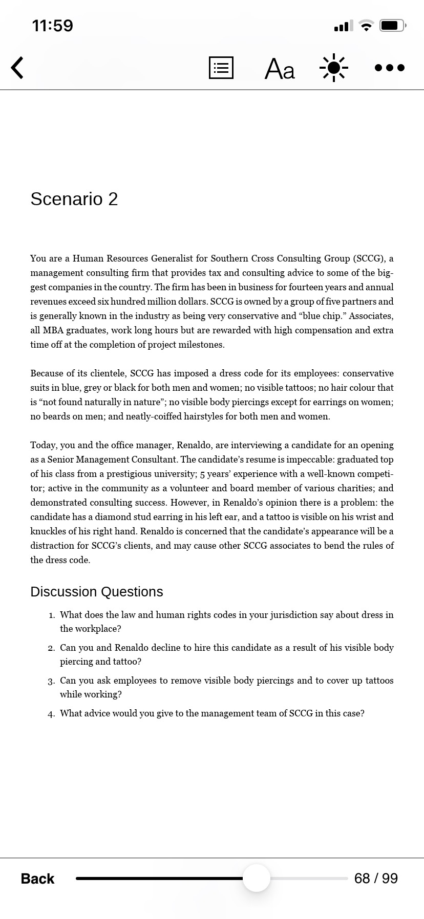 11:59 E Aa ... Scenario 2 You are a Human