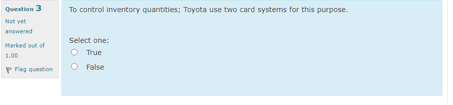 Question 3 To control inventory quantities;