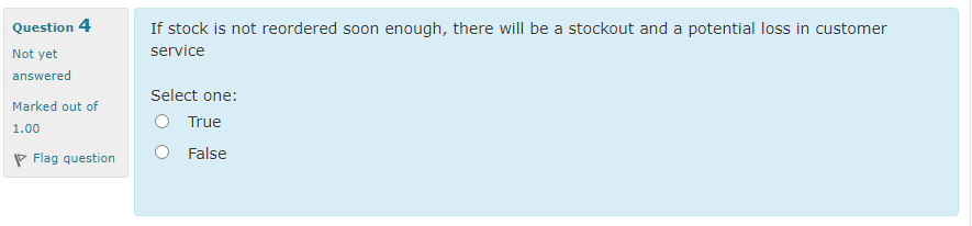 Question 3 To control inventory quantities;