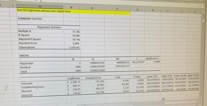 interpret this regression chart L M N Run the