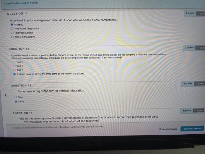 Question Completion Status: QUESTION 11 3 points