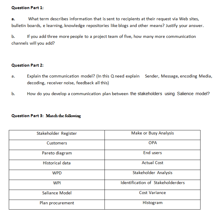 Question Part 1: a. What term describes