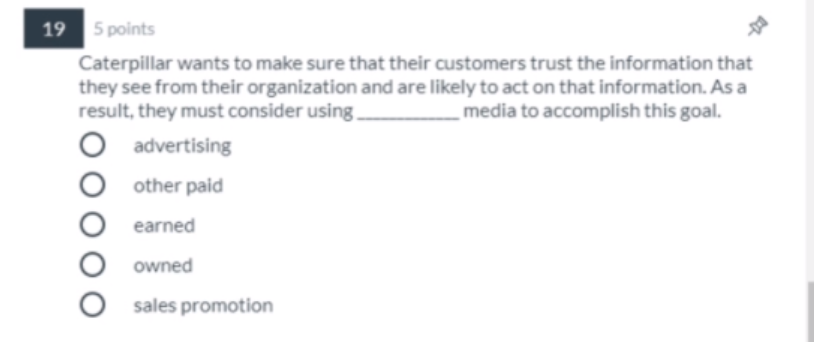 19 5 points Caterpillar wants to make sure that