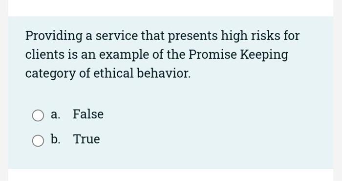 Providing a service that presents high risks for