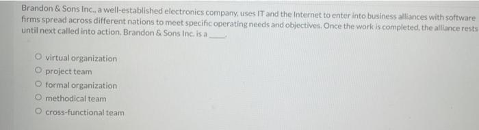 Brandon & Sons Inc... please help Brandon & Sons