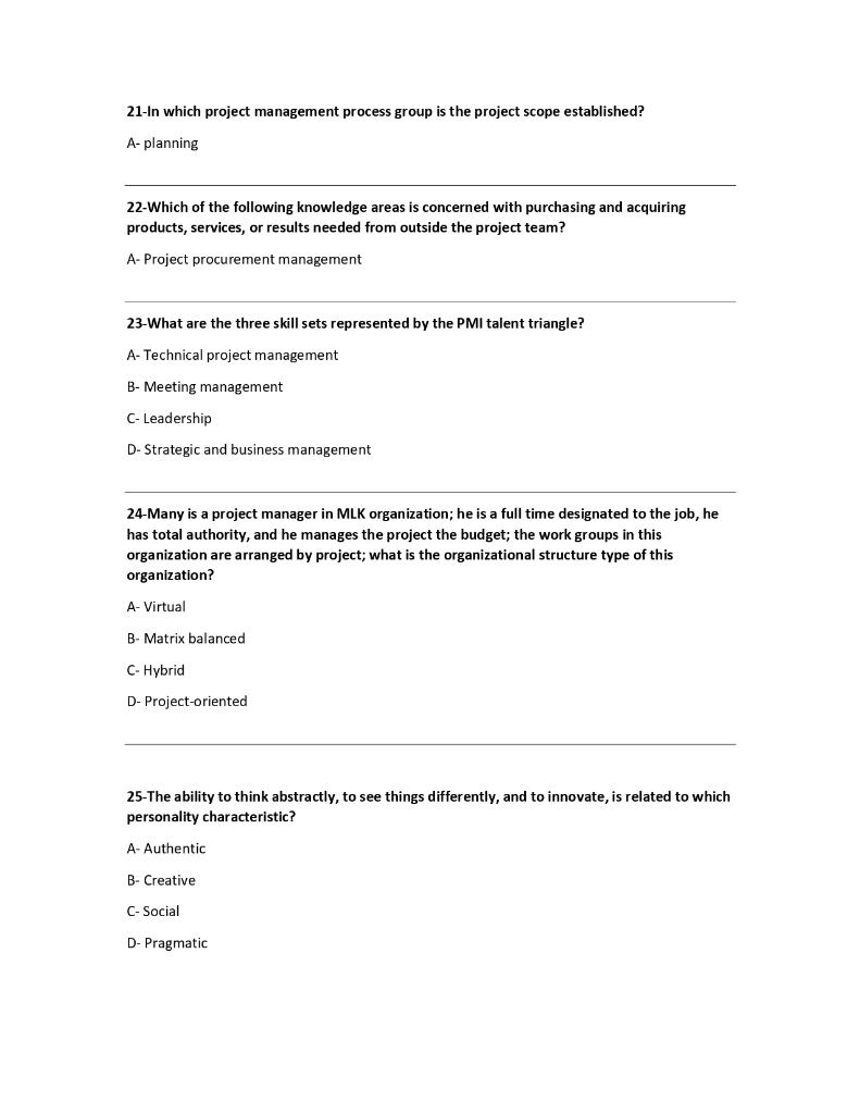 21-In which project management process group is
