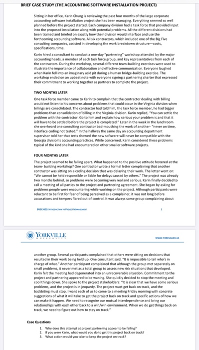 1.Why does this attempt at project partnering