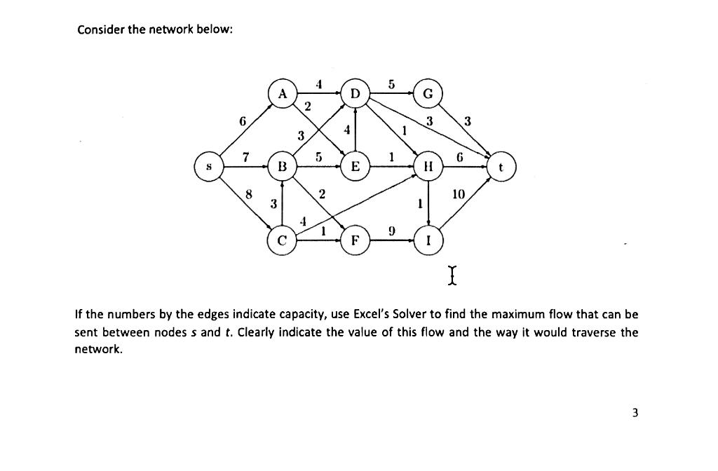 Consider the network below: 5 A D G 2 6 3 3 3 4 7