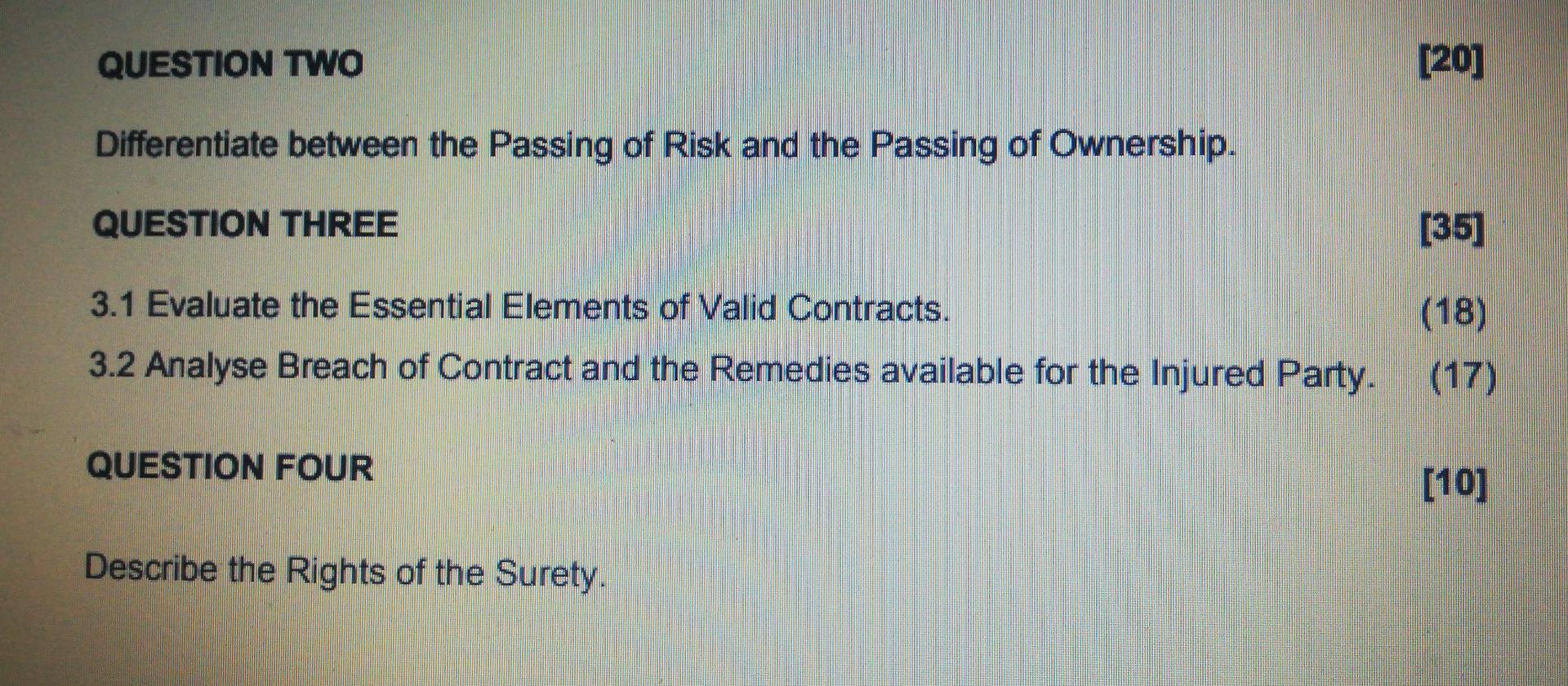 10.1.1 COMMERCIAL LAW 201 QUESTION ONE [100] [35]