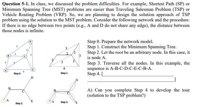 Question 5-1. In class, we discussed the problem