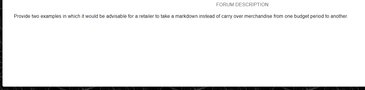 FORUM DESCRIPTION Provide two examples in which
