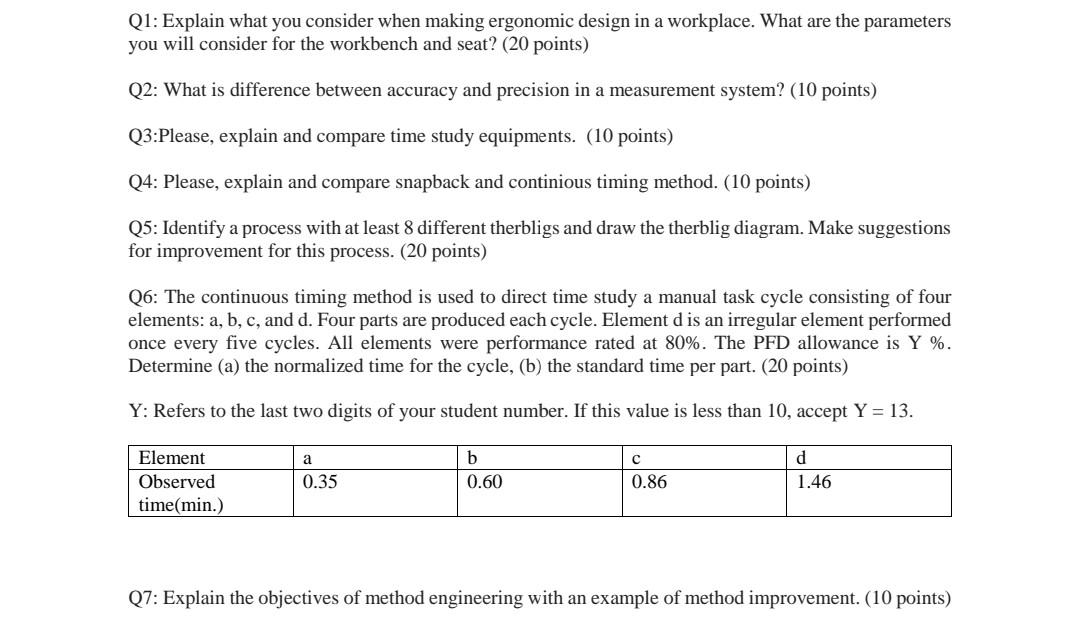 Q1: Explain what you consider when making