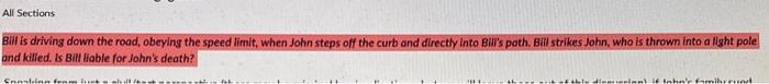 200 words!! All Sections Bill is driving down the