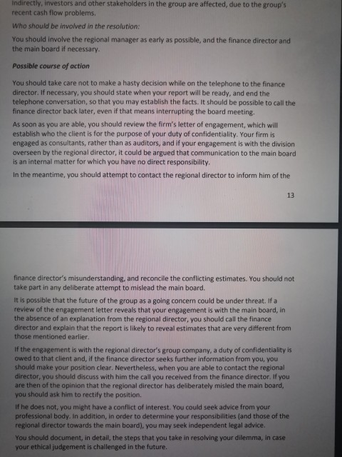 Solve the dilemma using 5 step process outlined