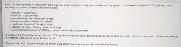 please answer part A will give thumbs up. Sam's