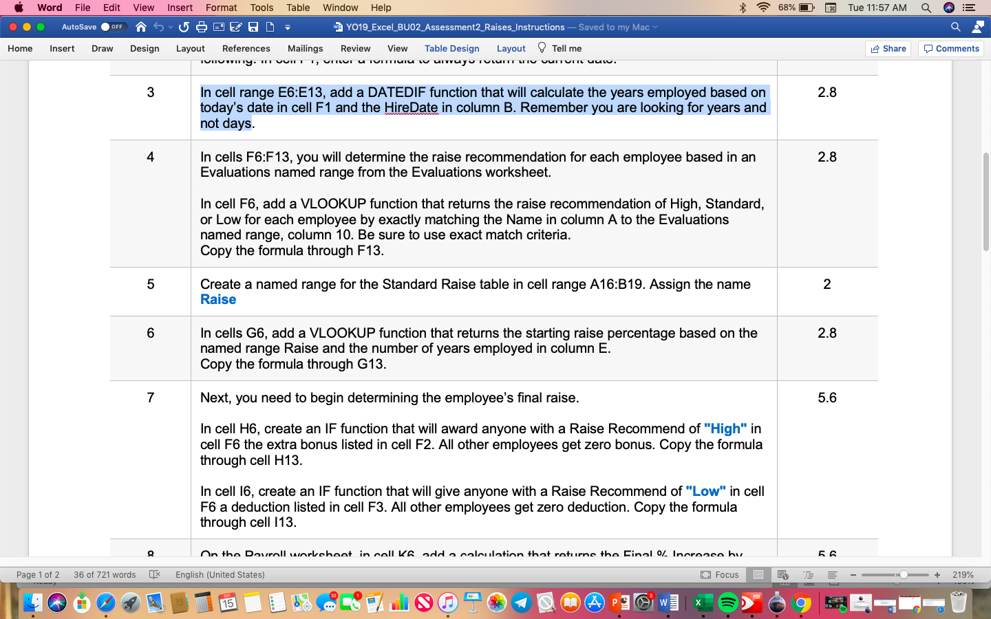 Word File Edit View Insert Format Tools Table