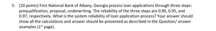 5. [10 points) First National Bank of Albany,