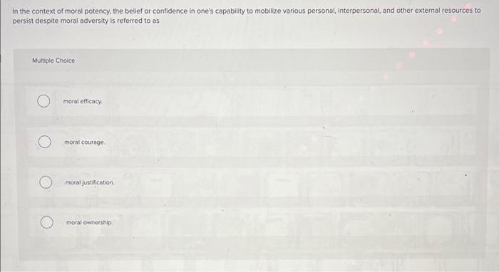 In the context of moral potency, the belief or