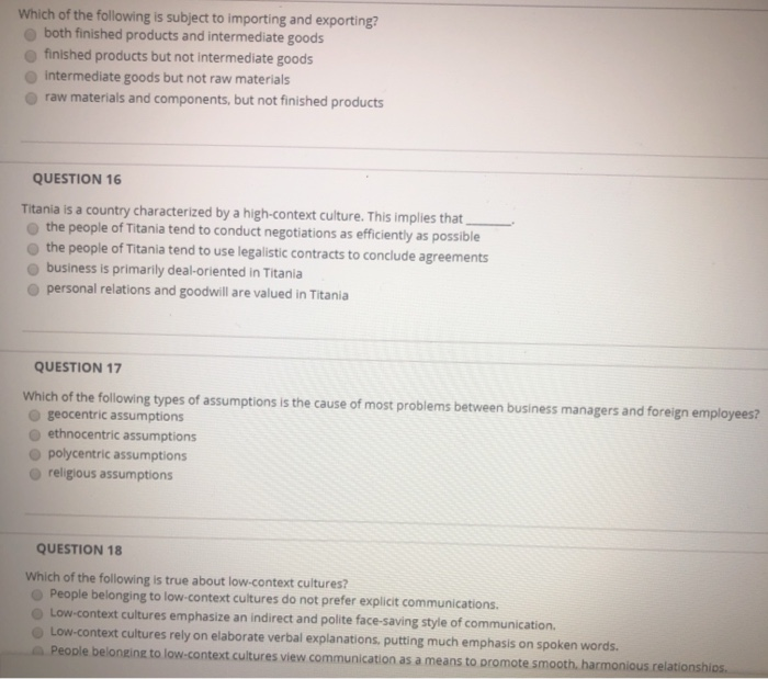 Which of the following is subject to importing