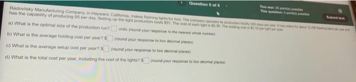Question 5 of 5 This test 25 po This question