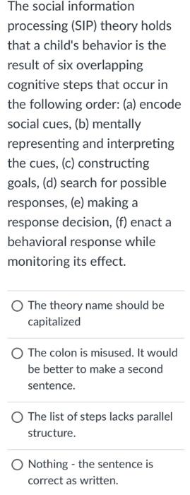 The social information processing (SIP) theory