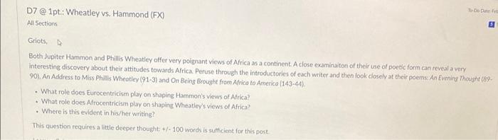 D7 @ 1pt: Wheatley vs. Hammond (FX) All Sections