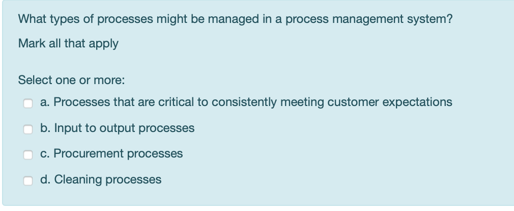 What types of processes might be managed in a