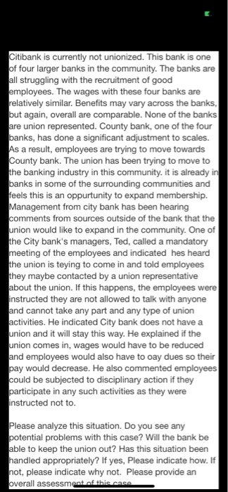 Citibank is currently not unionized. This bank is