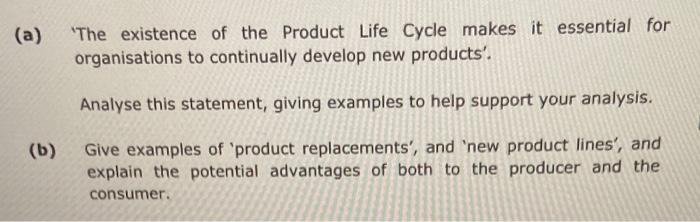 *marketing question ( a) "The existence of the