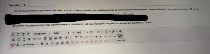 Question 11 As you have studied Organization