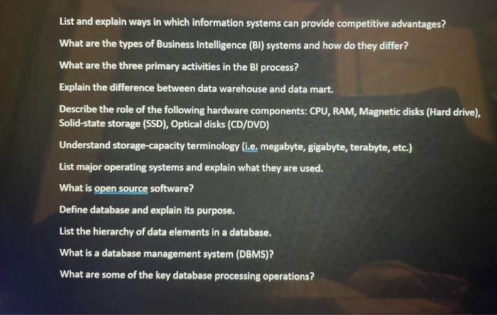 List and explain ways in which information