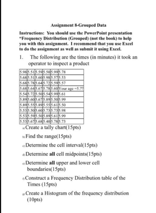 Assignment 8-Grouped Data Instructions: You