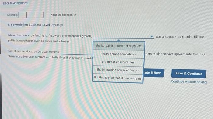 6. Formulating Business-Level Strategy When vber