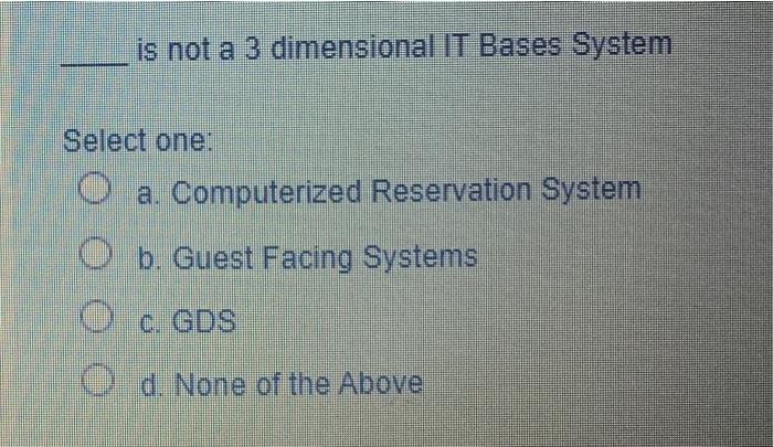 is not a 3 dimensional IT Bases System Select