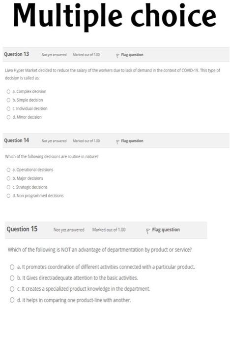 very important Multiple choice Question 13 -