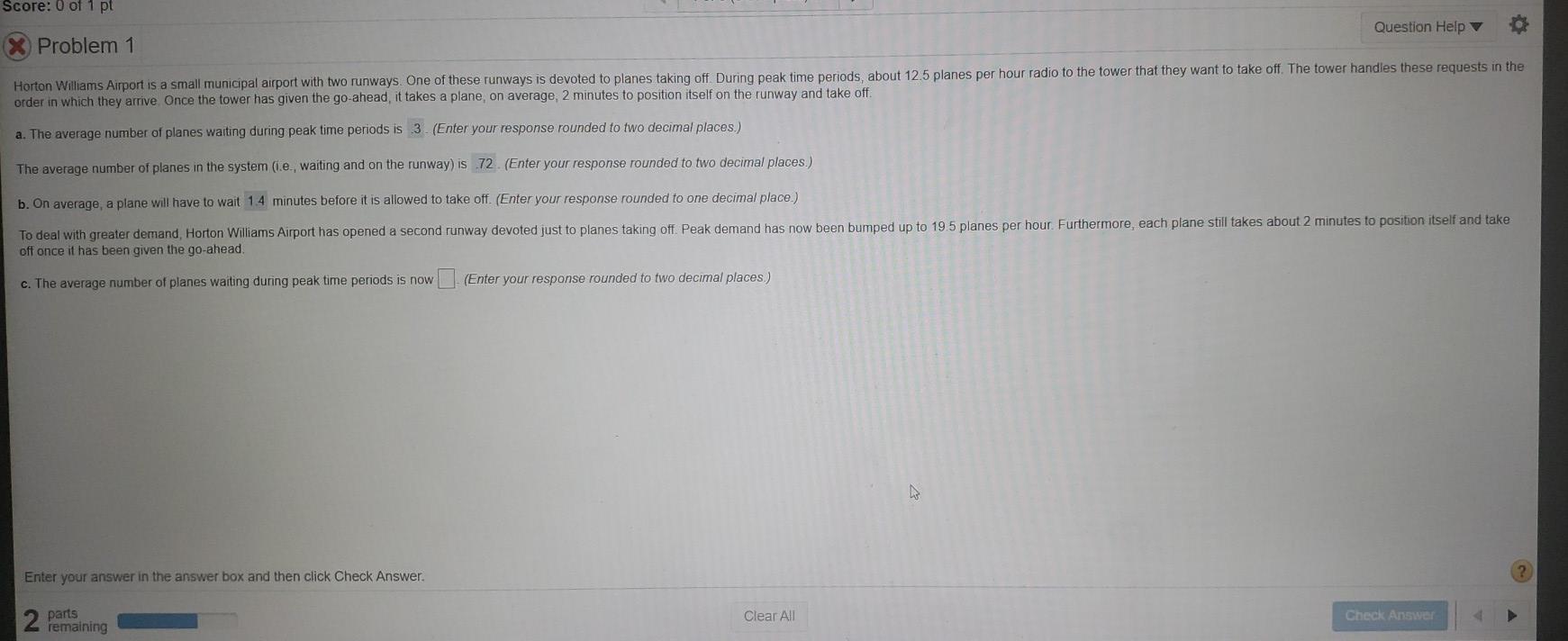 c) The average number on planes waiting during