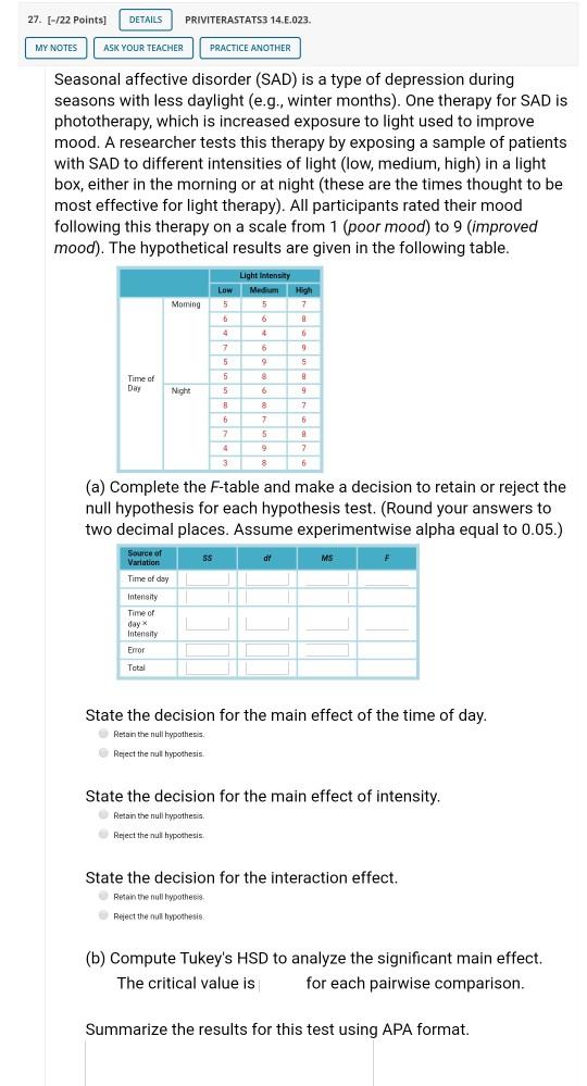 27. [-/22 Points] DETAILS PRIVITERASTATS3