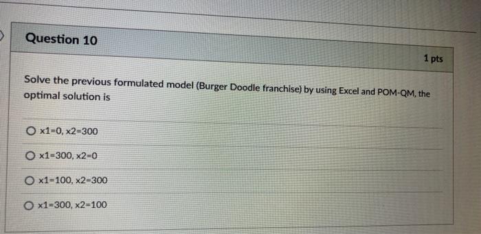 The manager of a Burger Doodle franchise wants to