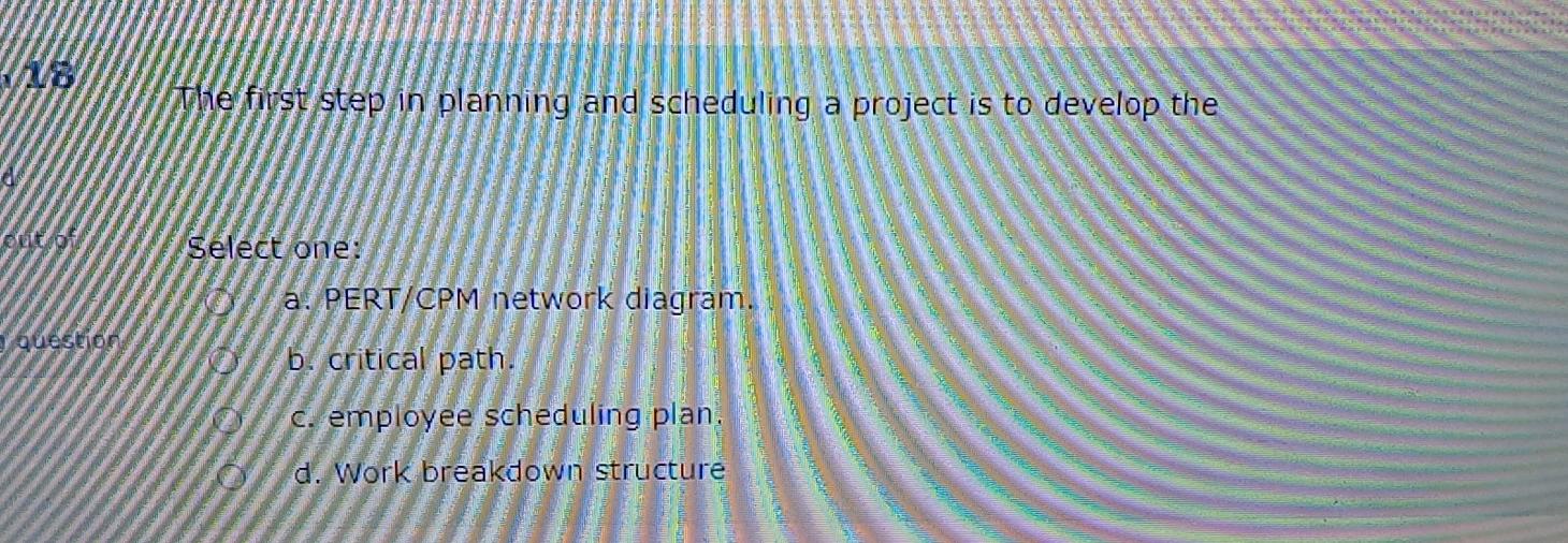 18 The first step in planning and scheduling a