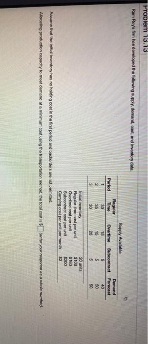 Problem 13.13 Ram Roy firm has developed the