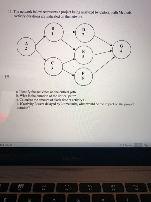 11. The network below represents a project being