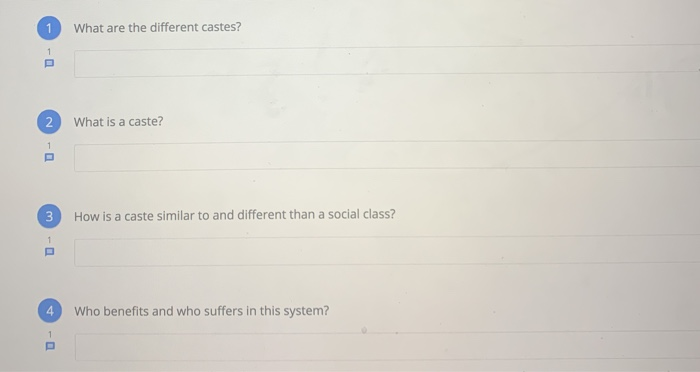 india 1 What are the different castes? 1 U 2 What