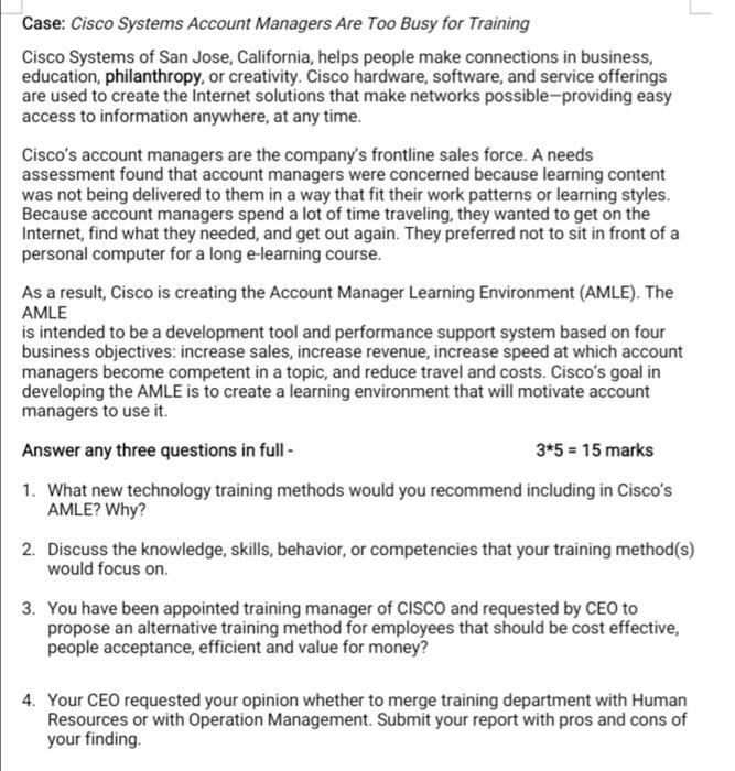 Case: Cisco Systems Account Managers Are Too Busy