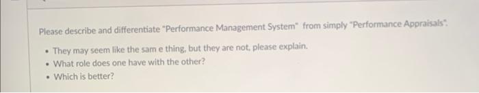 Please describe and differentiate "Performance