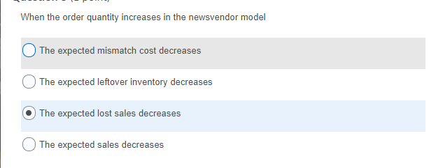 When the order quantity increases in the
