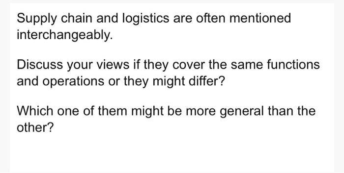 Supply chain and logistics are often mentioned